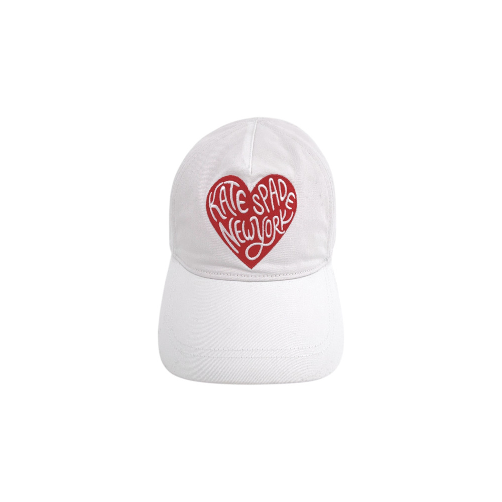 KATE SPADE New York Heart Script Baseball Cap in White - Picture 5 of 12